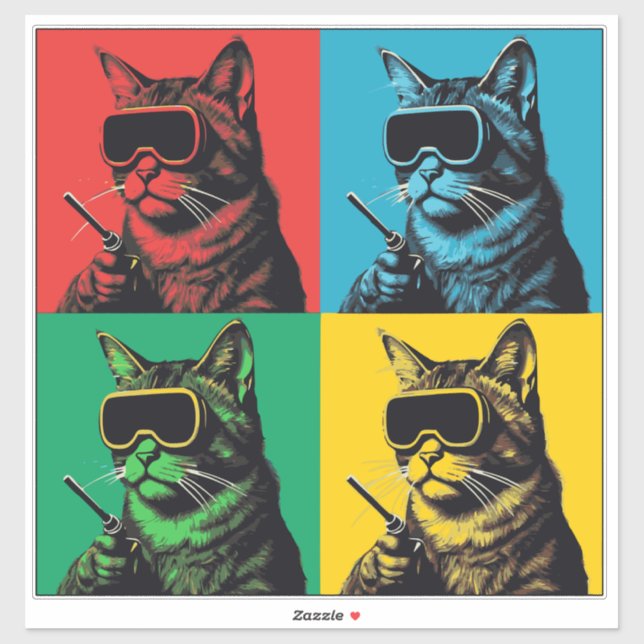 Sticker pour chat de soudage Pop Art - Cool Retro  (Feuille)