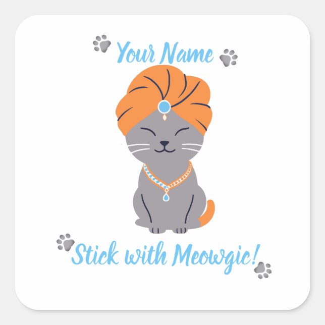 Sticker pour chat mignon personnalisé - Stick avec (Devant)