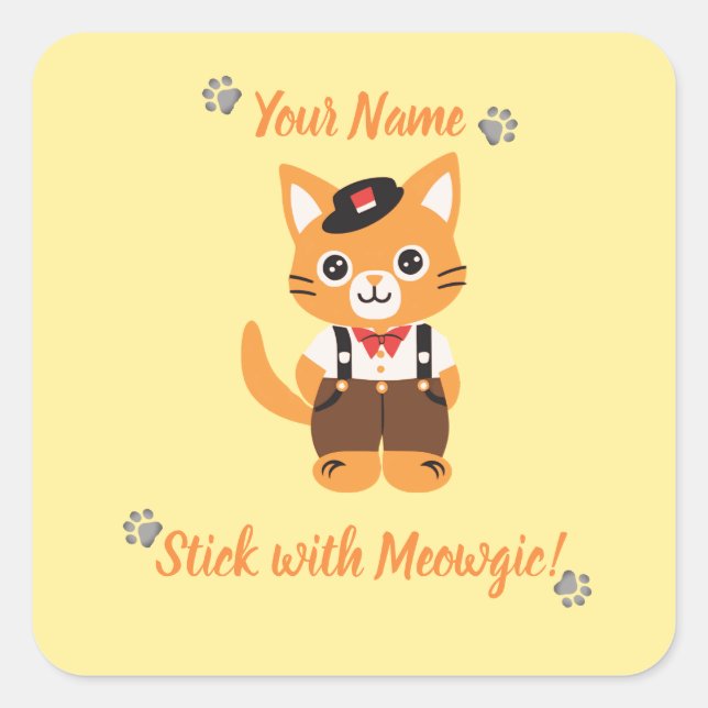 Sticker pour chat mignon personnalisé - Stick avec (Devant)
