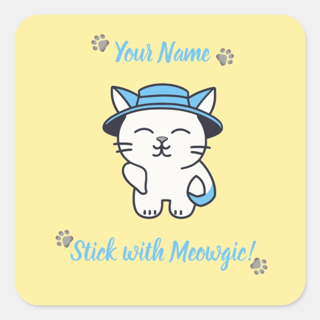 Sticker pour chat mignon personnalisé - Stick avec (Devant)