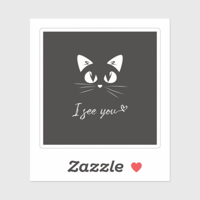 Sticker pour chat noir, je vous vois Sticker pour  (Feuille)