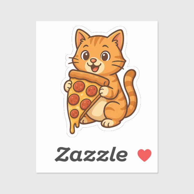 Sticker pour chats amateurs de pizza - Funny Kawai (Feuille)