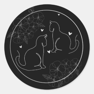 Sticker pour chats floral noir blanc gris minimal 