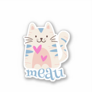 Sticker pour chats Meau I Love