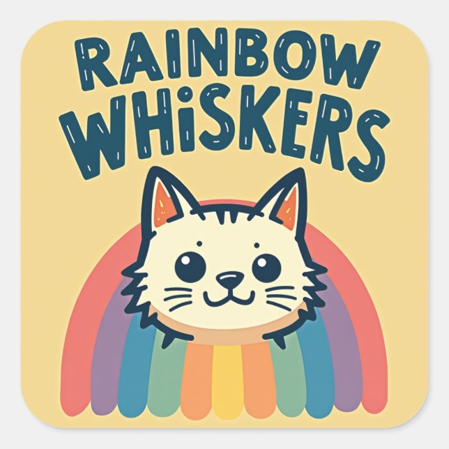 Sticker pour chats Rainbow Whiskers (Devant)