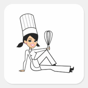 Sticker pour chef féminin avec une jolie illustrat