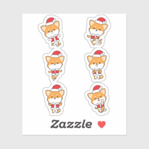 Sticker pour chien de Corgi Noël mignon