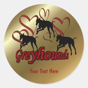 Sticker Pour Chien Greyhounds Et Red Hearts