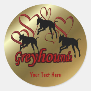 Sticker Pour Chien Greyhounds Et Red Hearts