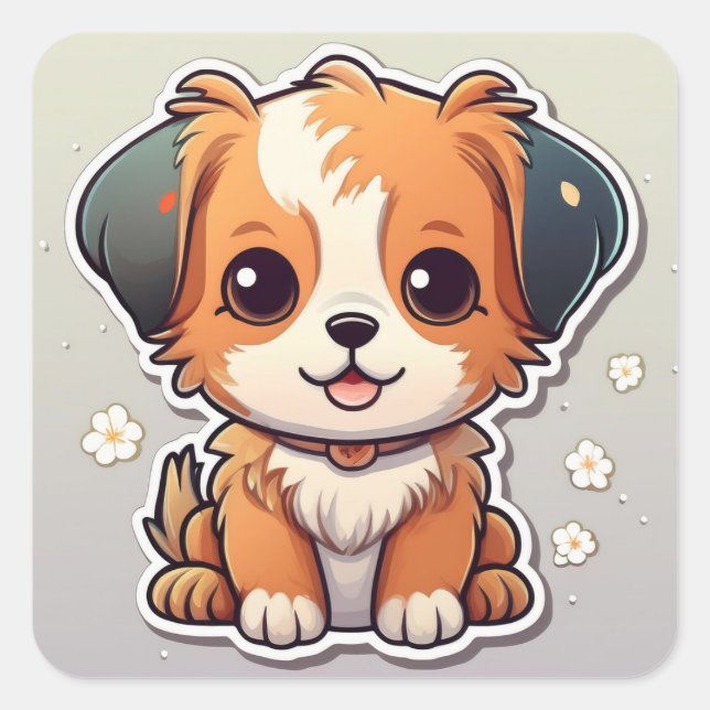 Sticker pour chiot Kawaii adorable (Devant)