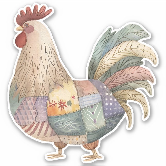 Sticker pour coq en Patchwork (Devant)
