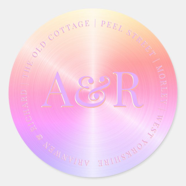 Sticker pour enveloppes arc-en-ciel avec monogramm (Devant)