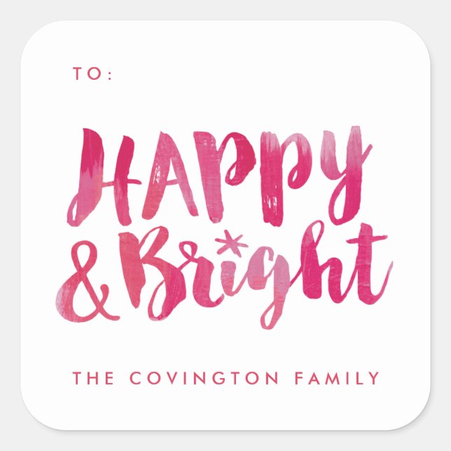 Sticker pour étiquette cadeau Happy and Bright (Devant)