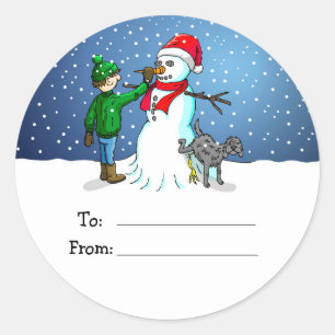 Sticker pour étiquette cadeau Snowman