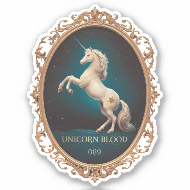 Sticker pour Étiquette Vintage de sang Unicorn (Devant)