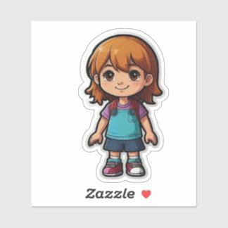 Sticker pour fille en caricature - Parfait pour le