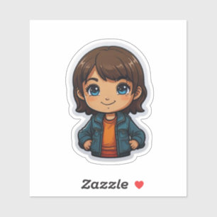 Sticker pour fille en caricature - Parfait pour le