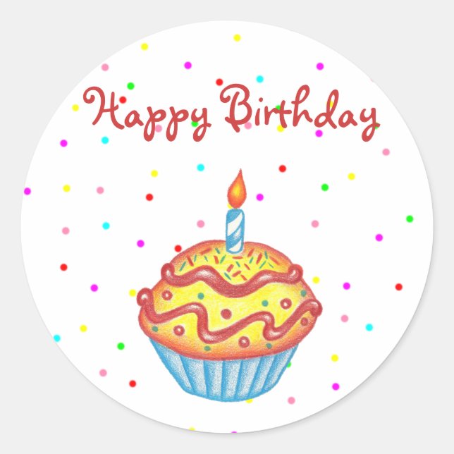 Sticker pour gâteau d'anniversaire heureux (Devant)