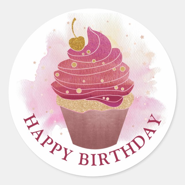 Sticker pour gâteau d'anniversaire heureux (Devant)