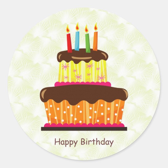 Sticker pour gâteau et bougies d'anniversaire (Devant)