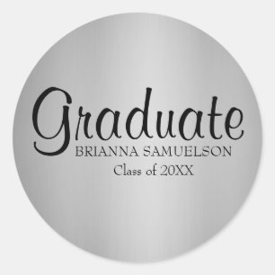 Sticker pour graduation en argent avec texte noir