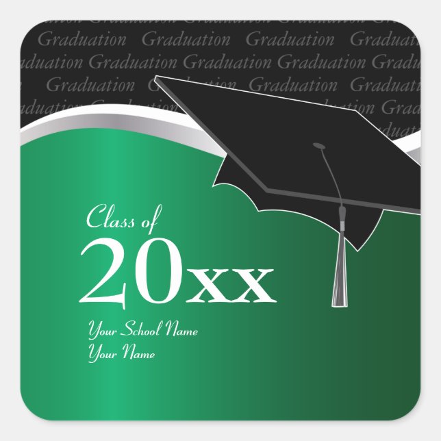 Sticker pour graduation en noir et vert personnali (Devant)