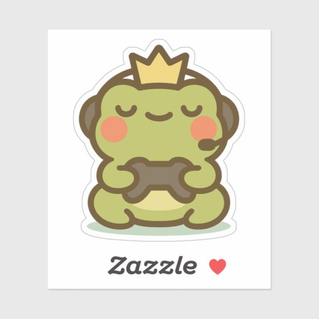Sticker pour grenouille Kawaii Gamer (Feuille)
