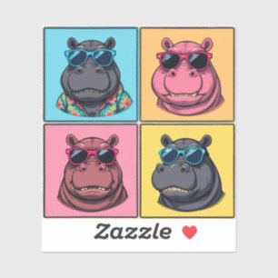 Sticker pour hippo amusant Pack Cool Hippopotames