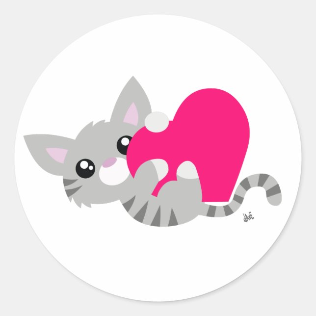 Sticker pour Kitty gris de la Saint-Valentin (Devant)