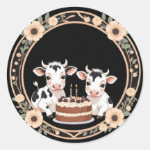 Sticker pour la fête d'anniversaire de la vache tr
