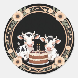 Sticker pour la fête d'anniversaire de la vache tr