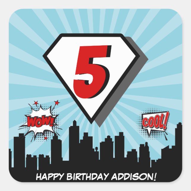 Sticker pour la fête d'anniversaire de Superhero C (Devant)
