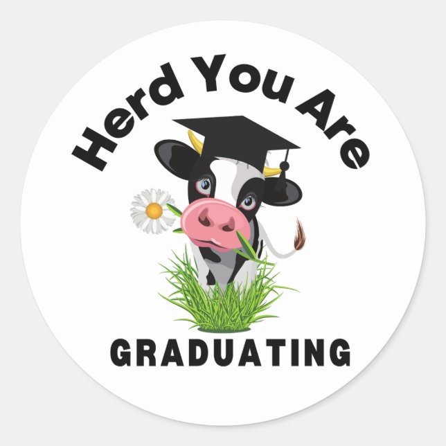 Sticker pour la graduation de vache drôle (Devant)