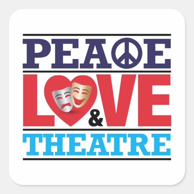 Sticker pour la paix, l'amour et le théâtre (Devant)