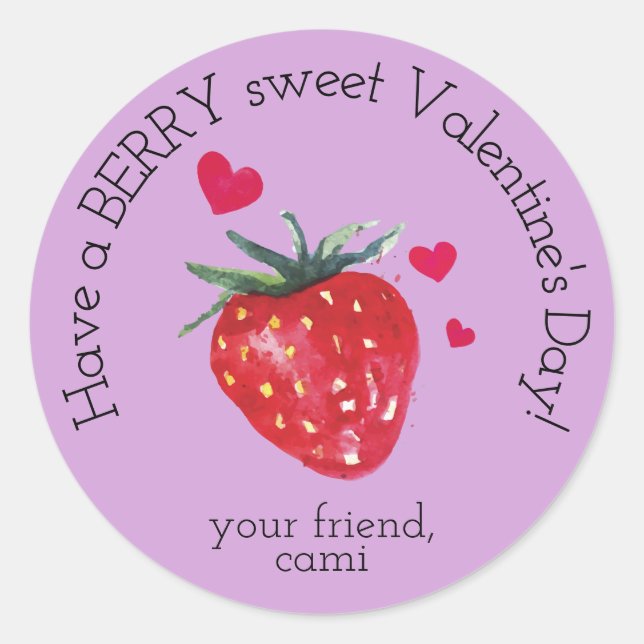 Sticker pour la Saint-Valentin aux fraises sucrées (Devant)