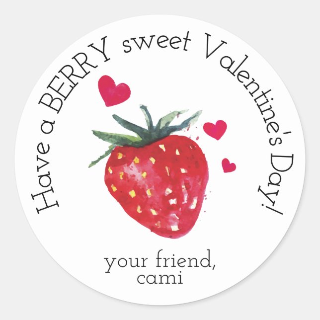 Sticker pour la Saint-Valentin aux fraises sucrées (Devant)