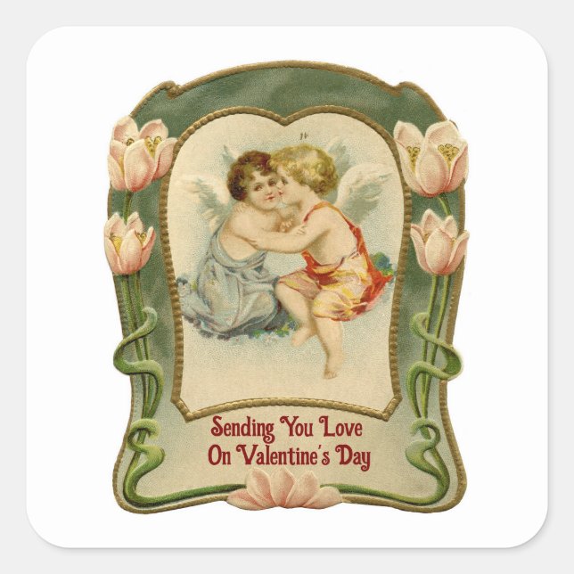 Sticker pour la Saint Valentin des Anges vintages (Devant)