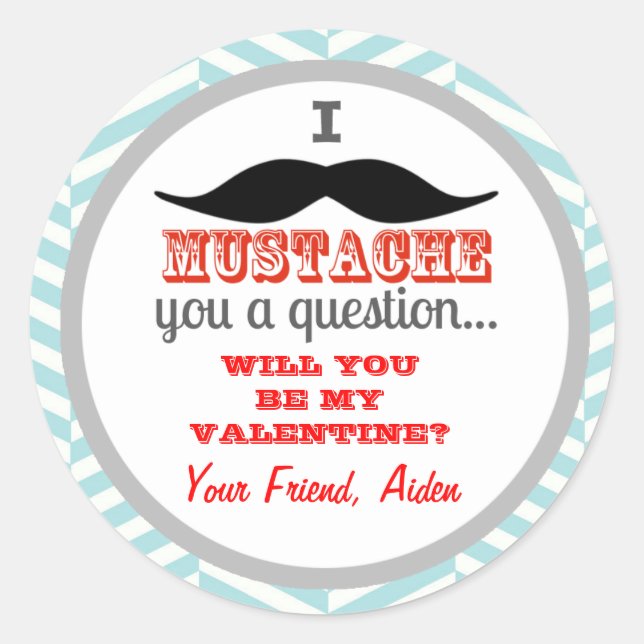 Sticker pour la Saint-Valentin des enfants Mustach (Devant)