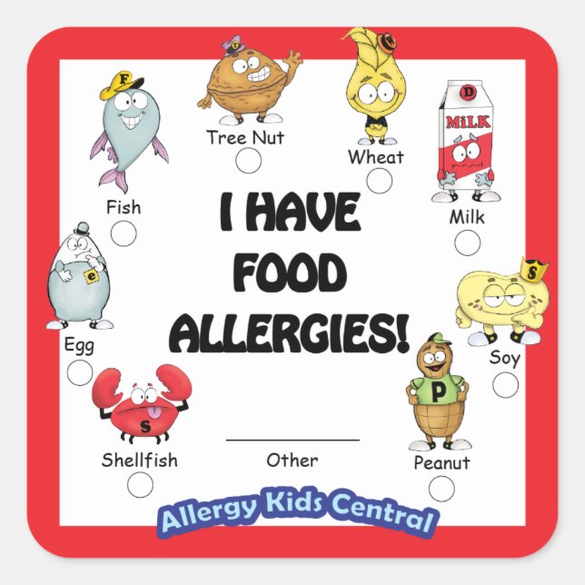 Sticker pour l'allergie alimentaire (Devant)