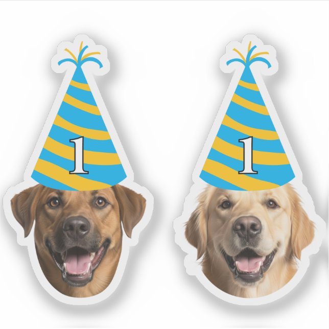 Sticker pour l'anniversaire de chien drôle - Visag (Devant)