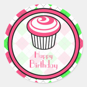 Sticker pour l'anniversaire de Cupcake rose - Jacq