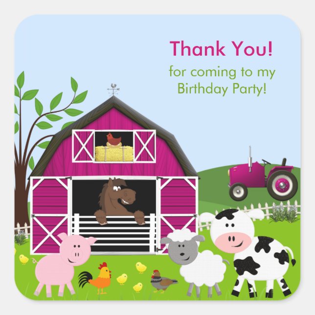 Sticker pour l'anniversaire de Girl Barnyard Farm  (Devant)