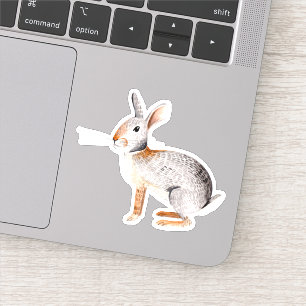 Sticker pour lapin animal gris et brun élégant