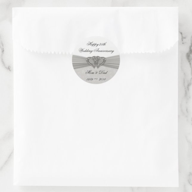 Sticker pour le 25e anniversaire du Mariage Damask (Sac)