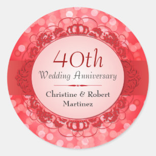 Sticker pour le 40e anniversaire de Ruby Red Bokeh