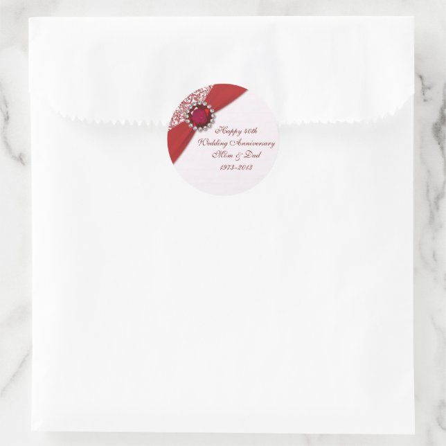 Sticker pour le 40e anniversaire du Mariage (Sac)