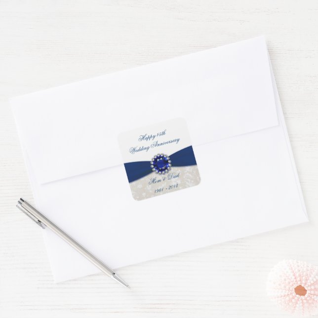 Sticker pour le 45e anniversaire du Mariage Damask (Enveloppe)