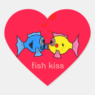 Sticker pour le coeur de baiser de poisson