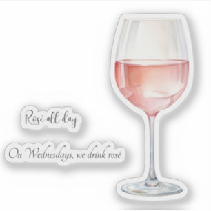 Sticker pour le vin rosé avec des phrases amusante