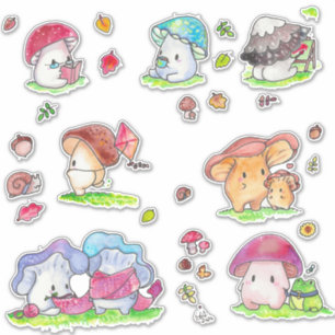 Sticker pour les amis des champignons Kawaii